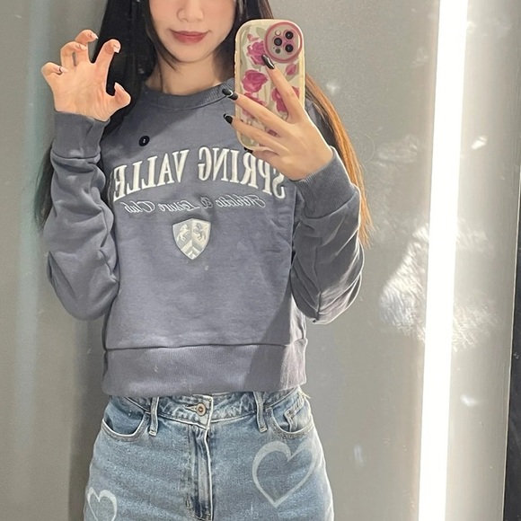 Spring Valley Gray Cropped Sweatshirt - Picture 3 of 7